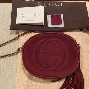 Limited Edition Gucci Mini Soho Burgundy Chain Crossbody Bag